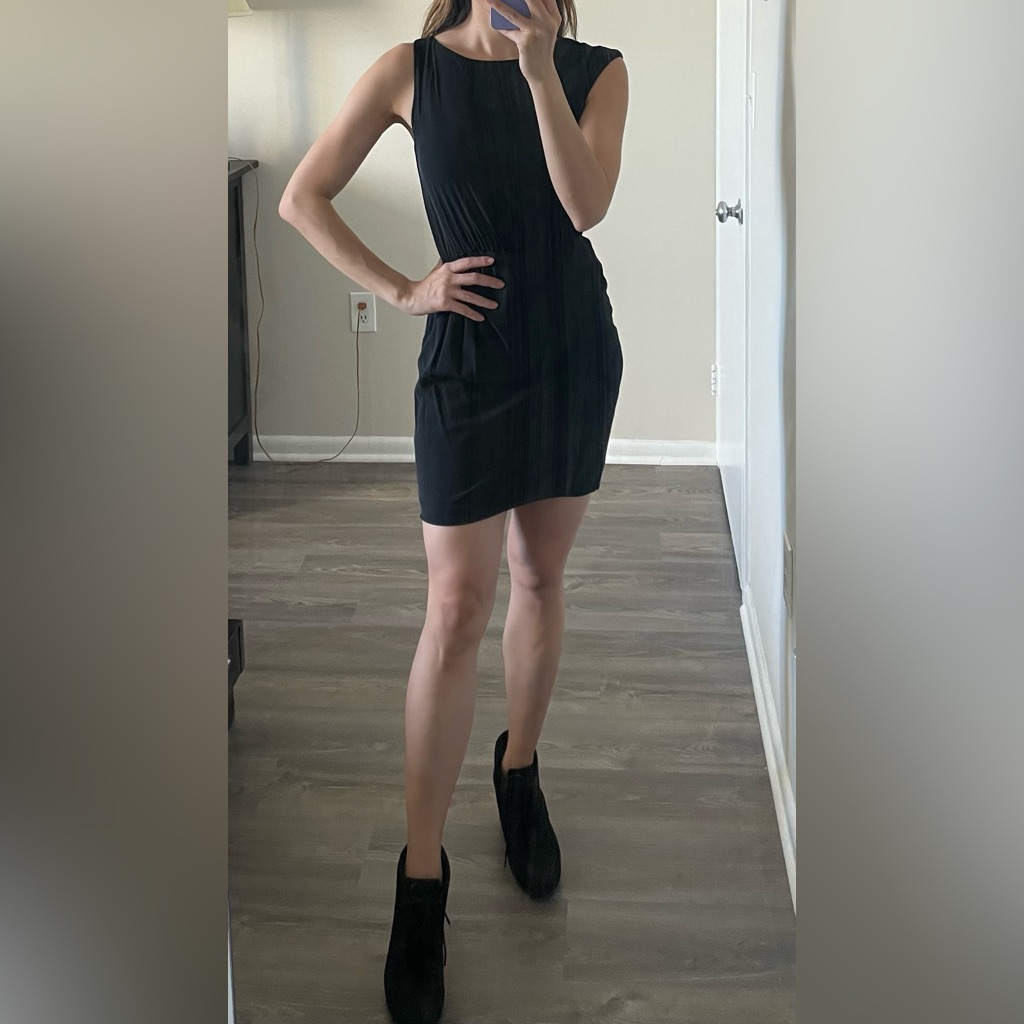 Theory Silk Asymmetrical Black Mini Dress Lbd 0 / 2 / Xs